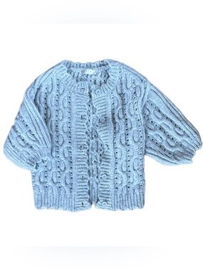 Astr Short Sleeve Cable Knit Cardigan- Small